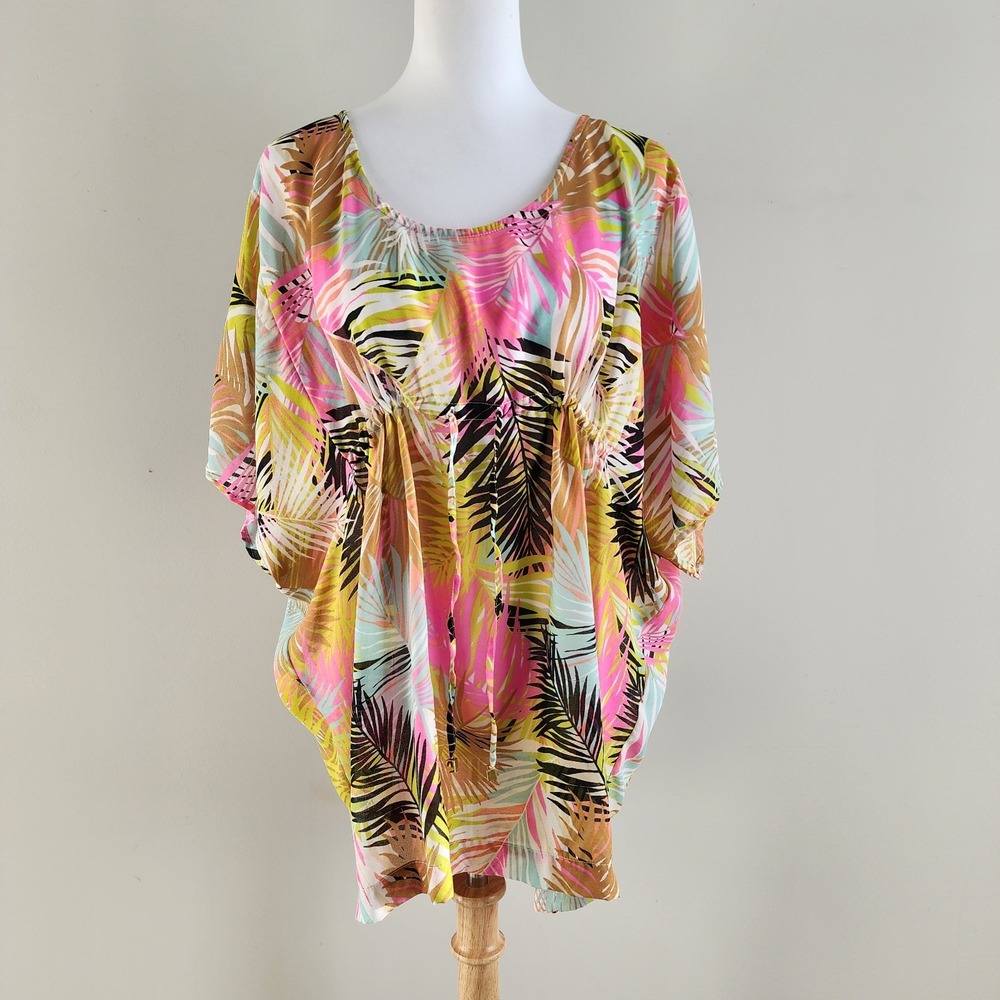 H&M Shirt Womens 10 Tropical Beach Vacation Flowy Resort Paradise‎ Oversize Top